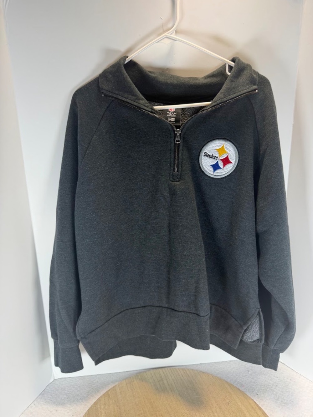 Pittsburgh Steelers New Era Mens XL 1/4 Zip Pullover Sweatshirt NFL Gray